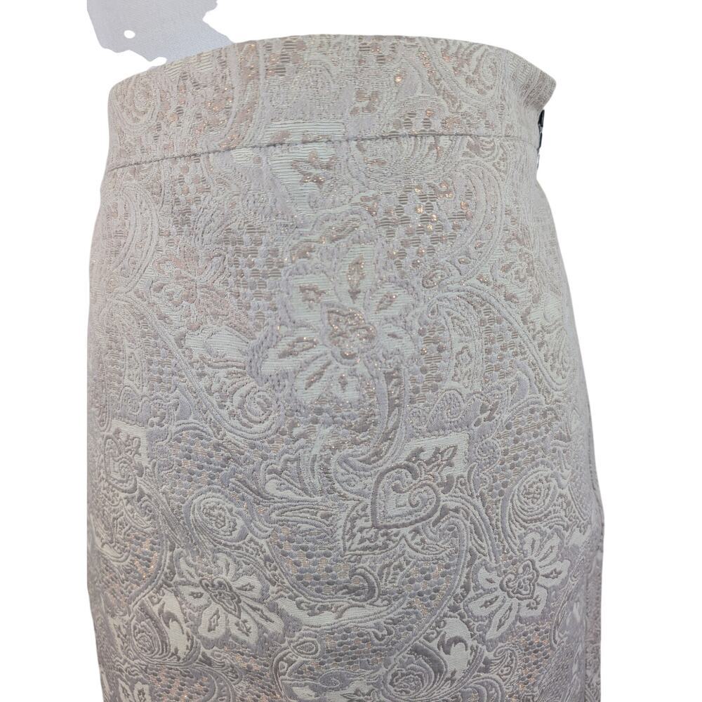 NWOT! J. CREW! CREAM, TAUPE & GOLD METALLIC TAPESTRY FLORAL PAISLEY SKIRT! SZ 4 - Picture 4 of 12